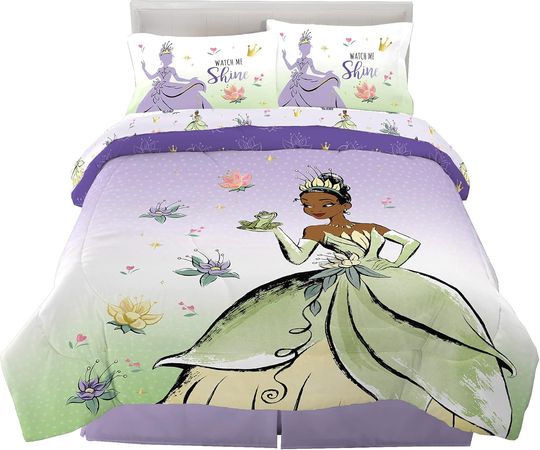 Disney Princess Tiana Kids Bedding Super Soft Microfiber Comforter And Sheet Set, 5 Piece Full Size, "Official" Disney Product By Franco