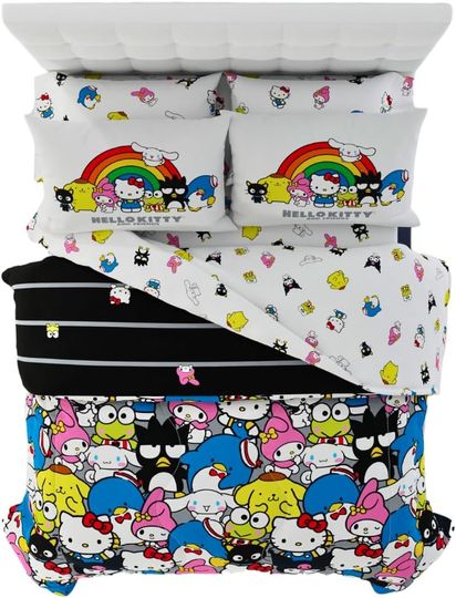 Franco Collectibles Hello Kitty & Friends Bedding 7 Piece Super Soft Comforter and Sheet Set with Sham, Full,