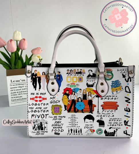 Friends Leather Handbag, Friends Show Christmas  Woman Handbag, Shoulder Bag, Crossbody Bag, Top Handle Bag, Vintage Handbag