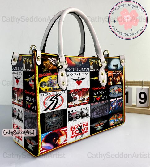 Bon Jovi Leather Handbag, Bon Jovi Christmas Woman Handbag, Shoulder Bag, Crossbody Bag, Top Handle Bag, Vintage Handbag