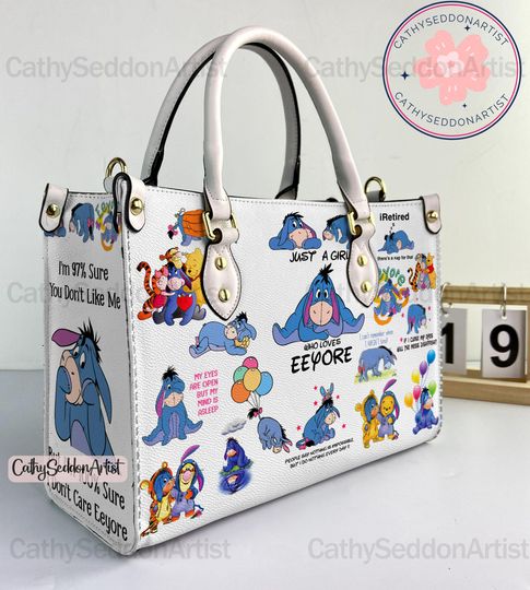 Eeyore Winnie The Pooh Leather Handbag, Christmas Woman Handbag, Shoulder Bag, Crossbody Bag, Top Handle Bag, Vintage Handbag