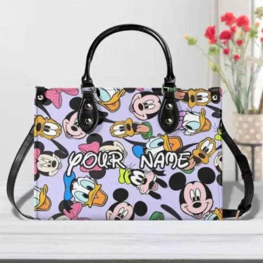 Personalized Mickey Leather Handbag, Disney Lethal Handbag, Gift For Her