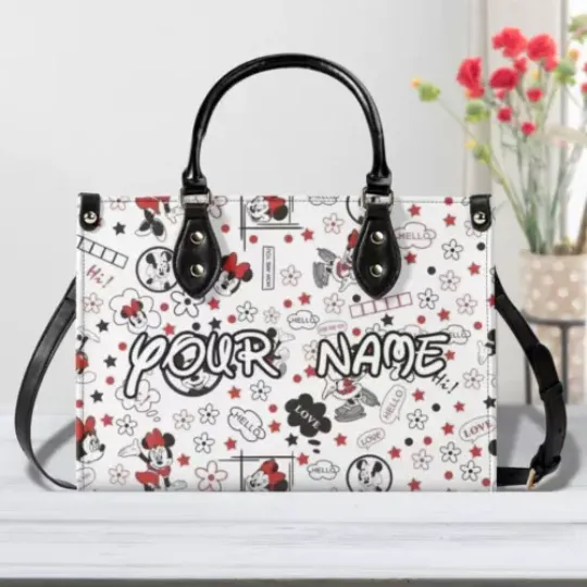 Personalized Mickey Leather Handbag, Disney Lethal Handbag, Gift For Her