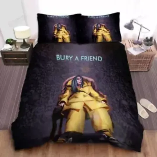 Billie Eilish Song Burry A Friend Digital Art Bedding Set | Music Lover Bedding | Music Tour Merch | Gift For Fan
