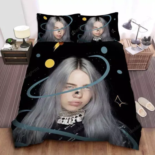 Billie Eilish In The Doodle Universe Bedding Set | Music Lover Bedding | Music Tour Merch | Gift For Fan