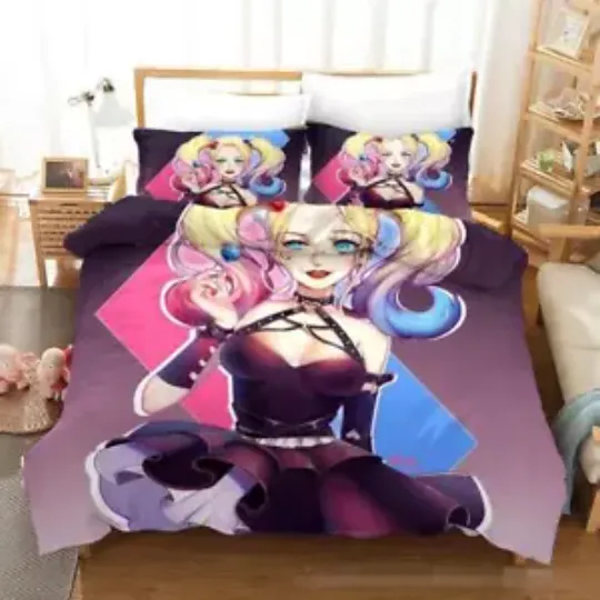 Suicide Squad Harley Quinns Print L Quilt Duvet Cover Set Bedroom Decor Single