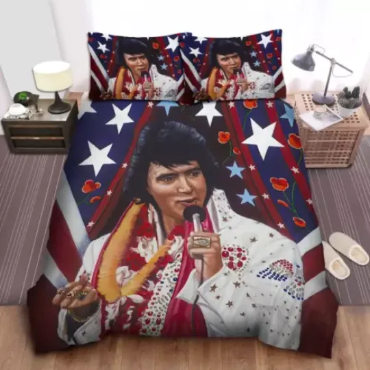 Elvis Presley In White Jumpsuit Bedding Set