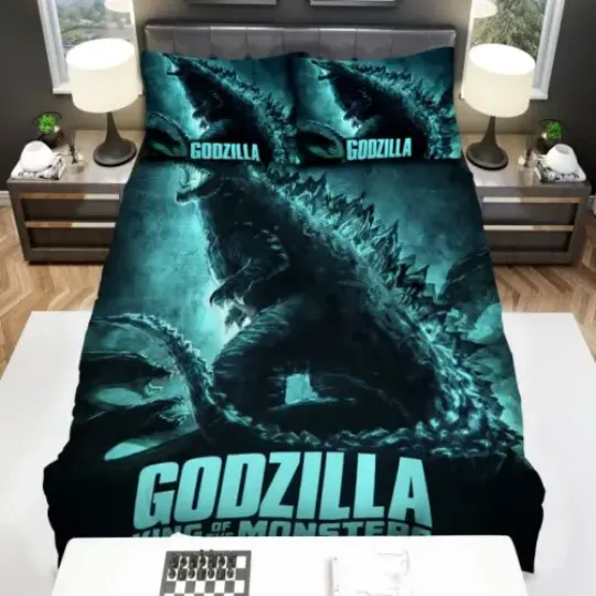 god zilla King Of The Monsters Printed Bedding Set | Movie Bedding | Decor | Gift