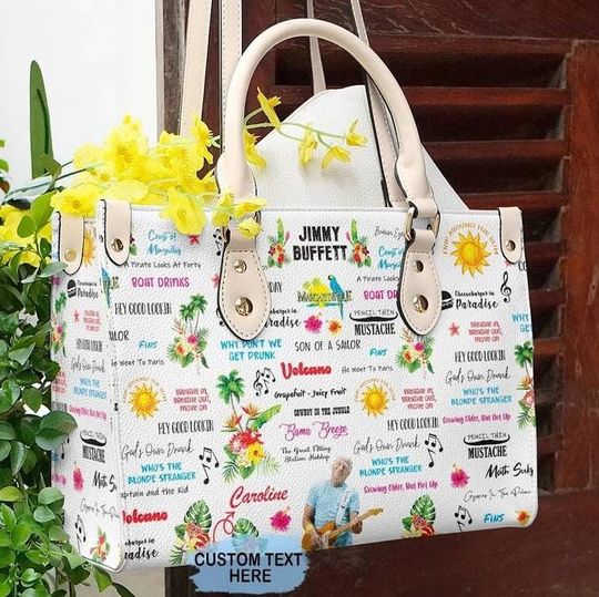 Jimmy Buffett Leather Bag, Jimmy Buffett Leather Handbag, Jimmy Buffett Shoulder Bag, Crossbody Bag, Top Handle Bag