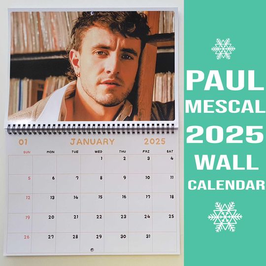 Paul Mescal Calendar 2025 / Paul Mescal Wall Calendar 2025 / Friend Gift Christmas Gifts New Year Gift Sunday & Monday start