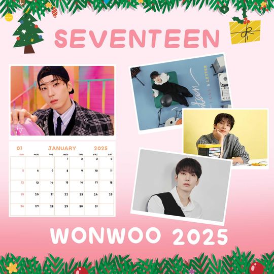 Wonwoo Calendar 2025 / Seventeen calendar 2025 / Wonwoo Seventeen wall calendar 2025 Sunday start & Monday start