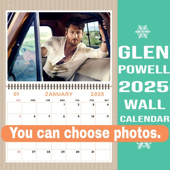 Glen Powell Calendar 2025 / Glen Powell Wall Calendar 2025 / Friend Gift Christmas Gifts New Year Gift