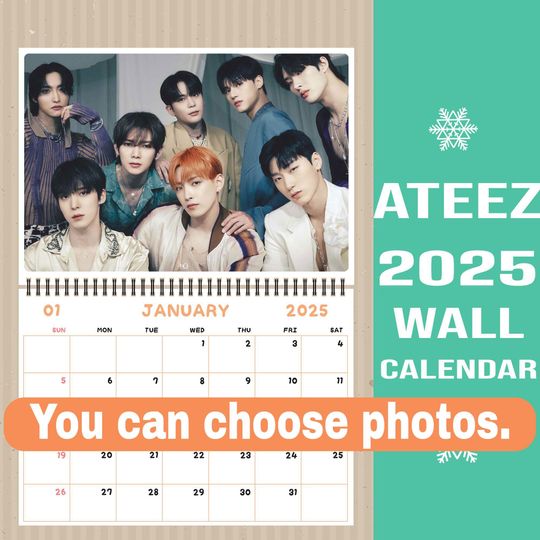 Ateez Wall Calendar 2025, Kpop Calendar 2025, Christmas Gift, Ateez Merch, Ateez Gift, Ateez Bias