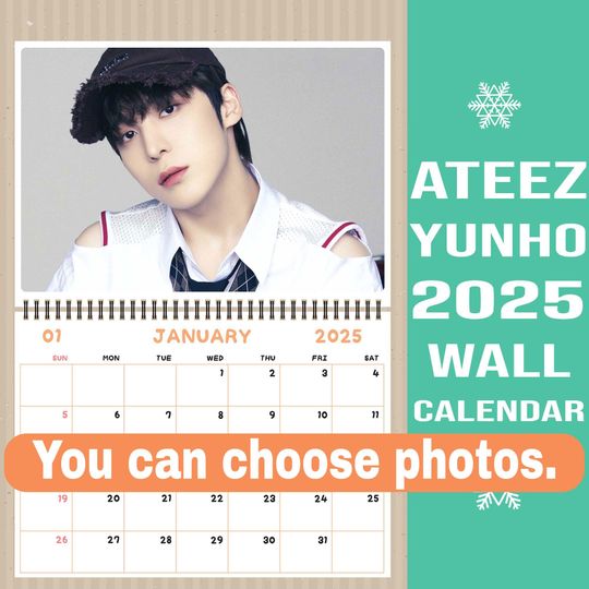 Yunho Ateez Wall Calendar 2025 , Kpop Calendar 2025, Christmas Gift, Ateez Merch, Ateez Gift, Yunho Ateez Bias, Yunho Ateez Calendar