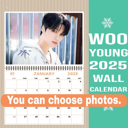 Wooyoung Ateez Wall Calendar 2025 , Kpop Calendar 2025, Christmas Gift, Ateez Merch, Ateez Gift, Wooyoung Ateez Bias