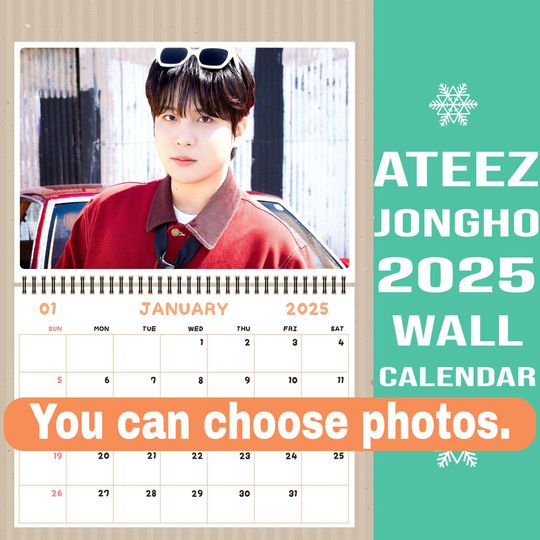 Jongho Ateez Wall Calendar 2025, Kpop Calendar 2025, Christmas Gift, Ateez Merch, Ateez Gift, Jongho Ateez Bias, Jongho Calendar