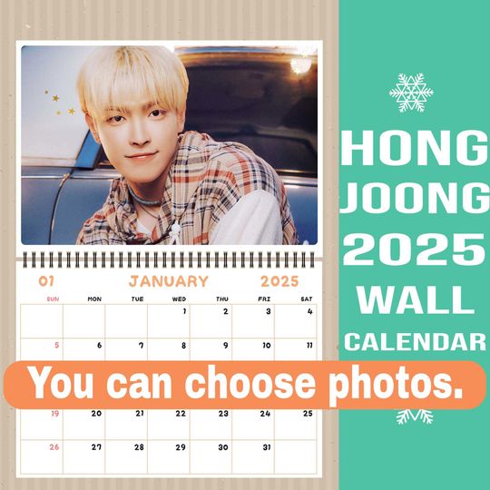 Hongjoong Ateez Wall Calendar 2025, Kpop Calendar 2025, Christmas Gift, Ateez Merch, Ateez Gift, Hongjoong Ateez Bias
