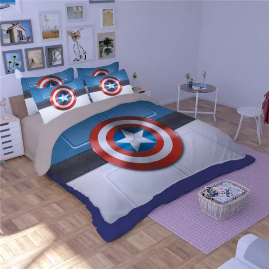 3PCS Captain America Bedding Set Anime Duvet Cover Quilt Cover & Pillowcase