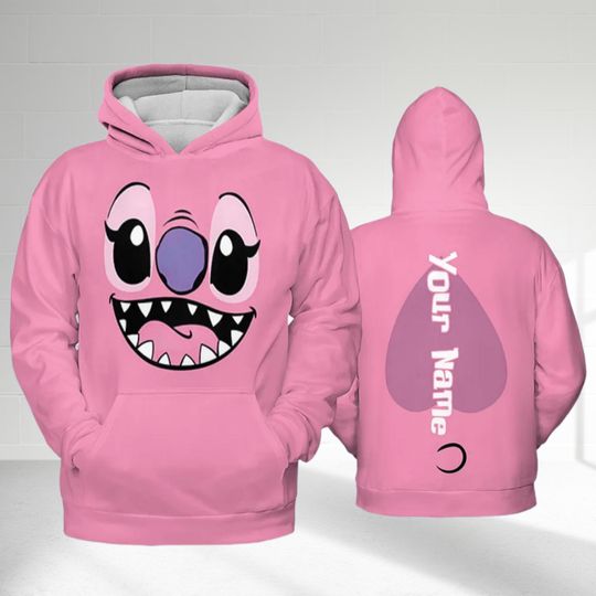 Personalize Lilo And Stitch Halloween Costume Hoodie, Face Angel Cosplay Costume Hoodie, Cartoon Halloween Costume All Over Printed Outfit