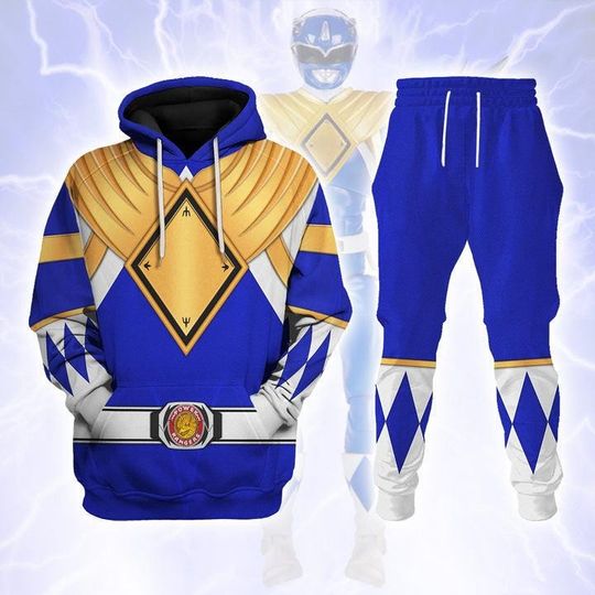 Blue Ranger Costumes Hoodie Jogger, Superhero Cosplay, Halloween 3D All Over Print Shirt, Power Rangers Costume, Costume Sweatpants