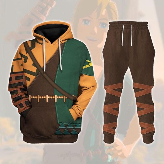 Tears Of The Kingdom Link Attire Hoodie Jogger, Legend Of Zelda Cosplay Sweatshirt, 3D All Over Print Shirt, Zelda Sweatpants Costume