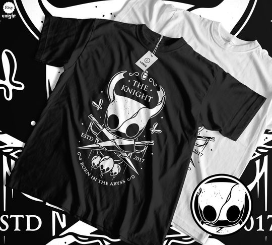 Unisex Abyss Born Knight T-Shirt - Hollow Knight Game Tee, Indie Adventure Quest Top, Metroidvania Hero Shirt, Eerie Underground Explorer