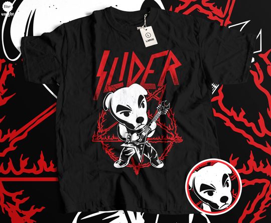 Unisex Metal K.K. Slider T-Shirt - Animal Crossing Rock Legend Tee, Guitar Hero Dog Wear, Iconic Game Character Fashion, Heavy Metal Gamer