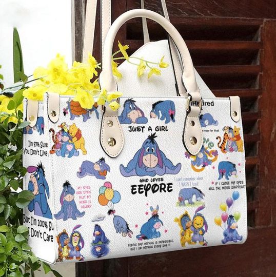 Eeyore Leather Bag Handbag, Eeyore Lover Handbag, Eeyore Women Purses, Shopping Bag, Eeyore Fans Gifts