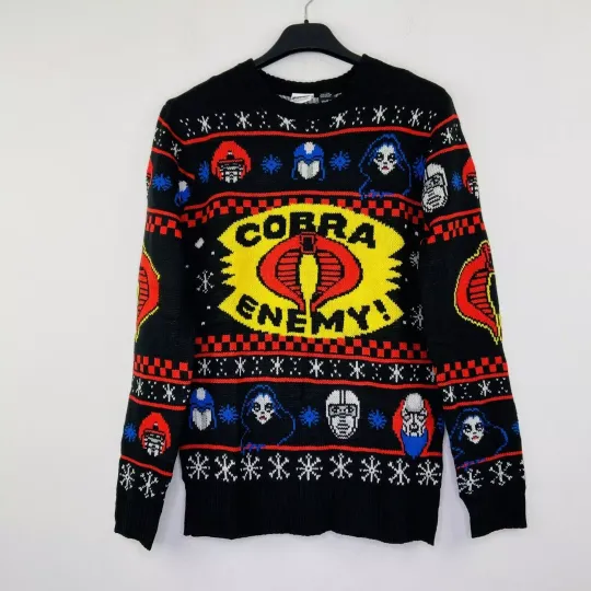 GI Joe Men's Medium Ugly Christmas Sweater Black Cobra Enemy Fair Isle NWT