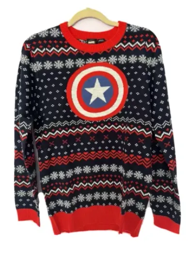 Marvel Captain America Ugly Christmas Sweater Mens Size 2X Navy New