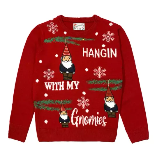 NWT Unisex Ugly Christmas Holiday Sweater Hangin With My Gnomies