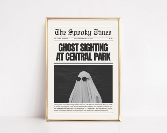halloween digital print | newspaper wall art | retro halloween decor | halloween print | halloween poster