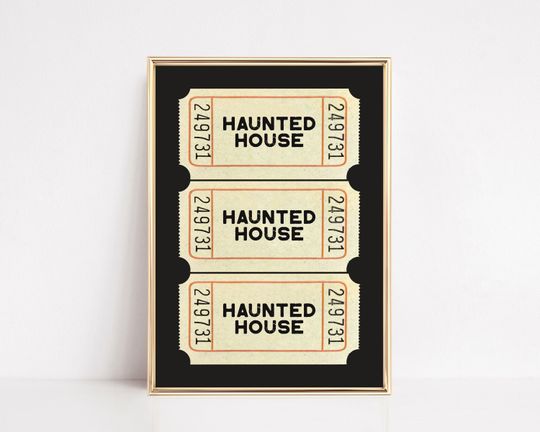 trendy halloween decor | haunted house drink ticket print | retro halloween print | wall print trendy