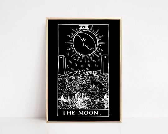 moon tarot card art | witchy decor | boho halloween decor | halloween art | halloween printable wall art | halloween poster