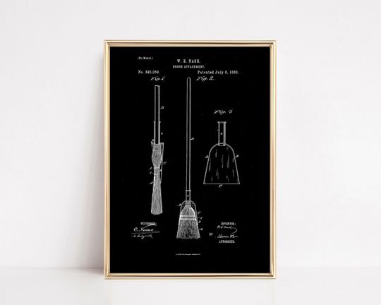 witchy wall art | vintage halloween decor | patent print | halloween wall art | spooky art