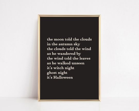 halloween decor | vintage halloween poem | halloween wall art