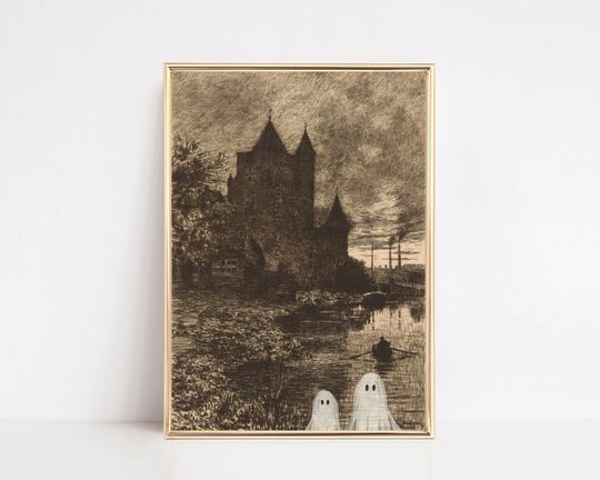 vintage halloween ghost print | halloween decor | dark academia wall art | halloween wall art | gothic wall art