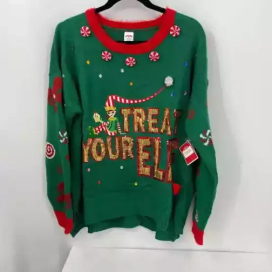 Ugly Christmas Sweater Treat your elf size XL Holiday Time