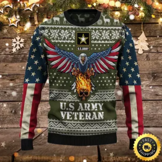 ARMY 3D ALL OVER PRINT AIR FORCE VETERAN UGLY SWEATER (AOP) SIZE S-5XL