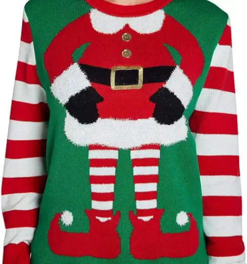 CHRISTMAS WOMEN'S PARTY TO BE JOLLY MRS ELF UGLY SWEATER (MULTI, XS) NWT