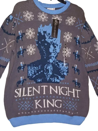 HBO GAME OF THRONES Men's Medium  "Silent Night King" Ugly Christmas Sweater