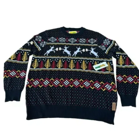 Tipsy Elves Caribrew Fair Isle Ugly Christmas Sweater Beer Drinking Caribou NWT