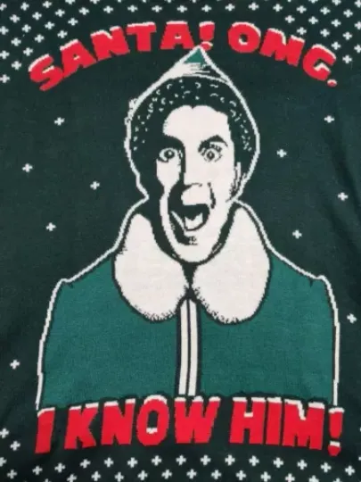 ELF Santa! OMG I Know Him Christmas Holiday Men's Ugly Sweater - Size XL