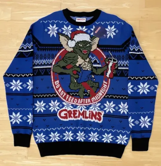 Large 41" chest Gremlins Christmas Xmas jumper sweater by Warner Bros
