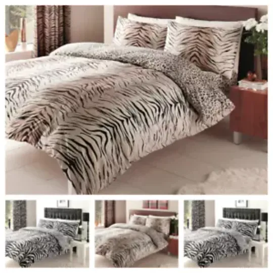 Animal Print Tiger Zebra Skin Duvet Quilt Cover Set Single Double King Size New
