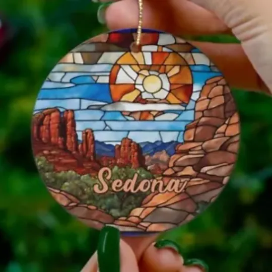 Sedona Ornament Ceramic Christmas Tree Souvenir Gift Arizonna Keepsake