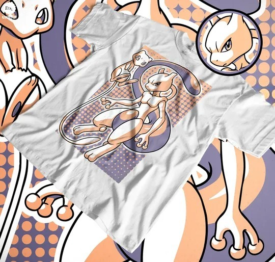 Unisex Mystic Mew Evolution T-shirt - Anime Inspired, Psychic Force Pullover, Japanese Legend Hoodie, Evolutionary Creature Apparel