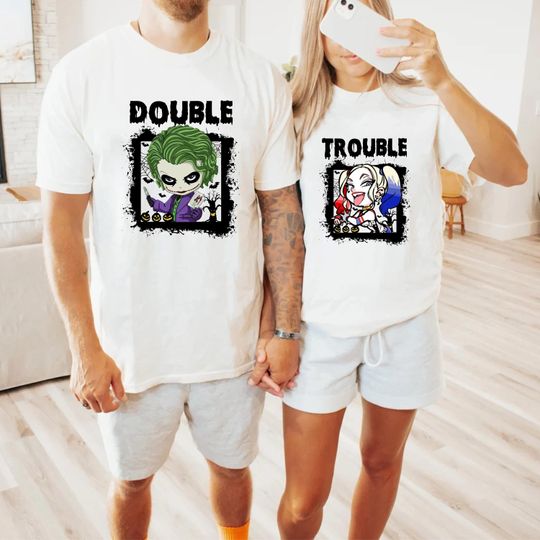 Joker and Harley Quinn Shirt, Double Trouble Shirt, Matching Shirts, Best Friends Shirt, Couples Shirt, Sibling Shirts, Family Shirts, Soft