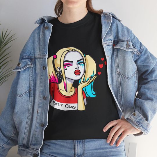 Kisses Harley Quinn Tshirt, Unisex Tee for Joker Fans, Villain Graphic Print Shirt, Comic Book Lover Gift, Pop Culture Top, DC Comics