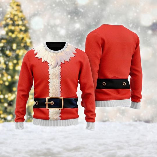 Santa Claus Costume Ugly Christmas Sweater, Santa Claus Cosplay Christmas Sweatshirt, Xmas Party Sweater, Christmas Holiday Gift